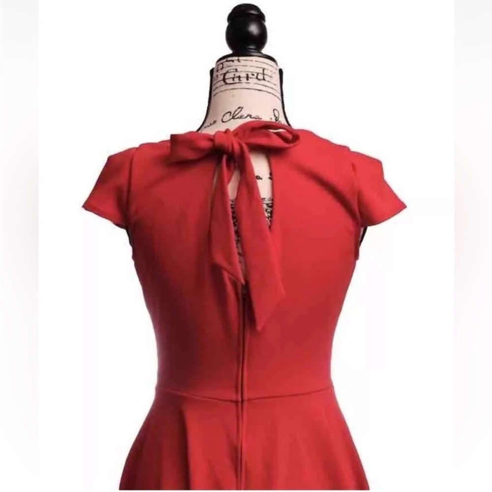 B Darlin Red Fit & Flare Bow Back Mini Dress | Cherry Girl Valentine NYE Size 9 - Picture 7 of 13